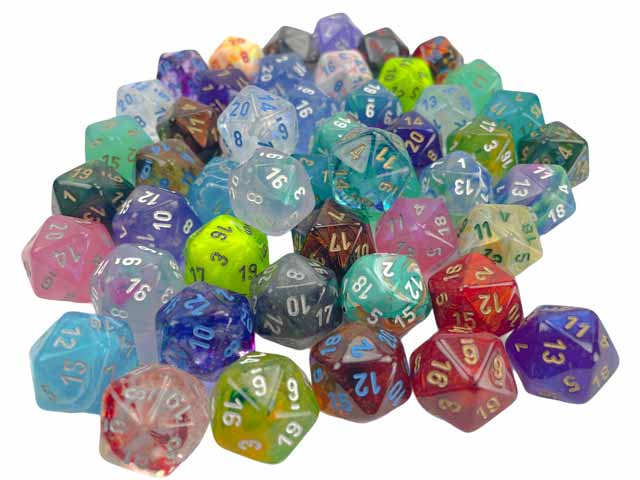 Bag of 50 Assorted Loose Signature d20 Dice