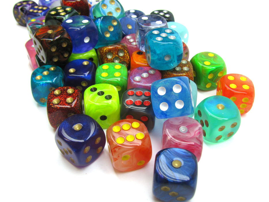 Bag of 50 Assorted Loose Signature 16mm D6 Dice