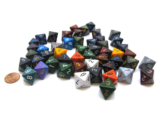 Bag of 50 Assorted Loose Speckled Polyhedral 15mm D8 Dice