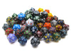Bag Of 50 Assorted Loose Speckled Polyhedral 19mm D20 Chessex Dice