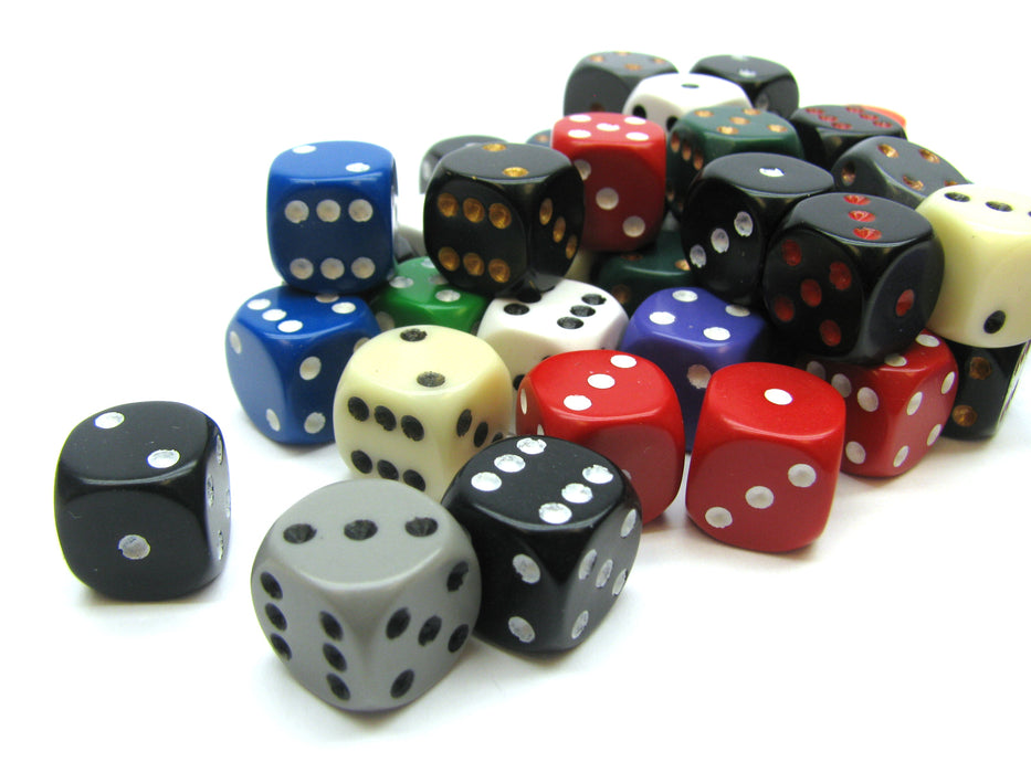Bag of 50 Assorted Loose Opaque 12mm D6 Dice