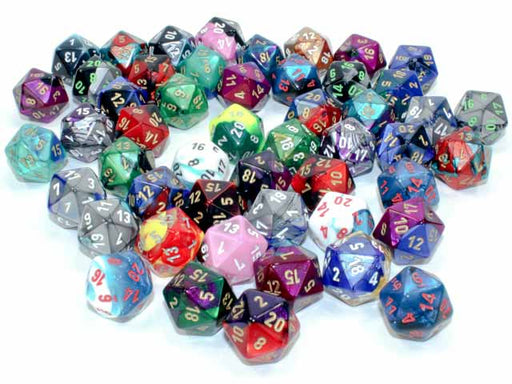 Bag of 50 Assorted Loose Gemini d20 Dice