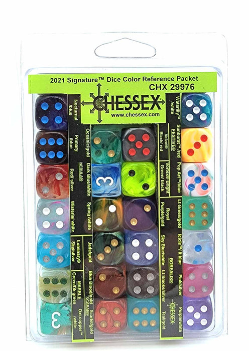 Chessex 2021 Signature Dice Color Reference Packet - 26 D6 16mm Dice