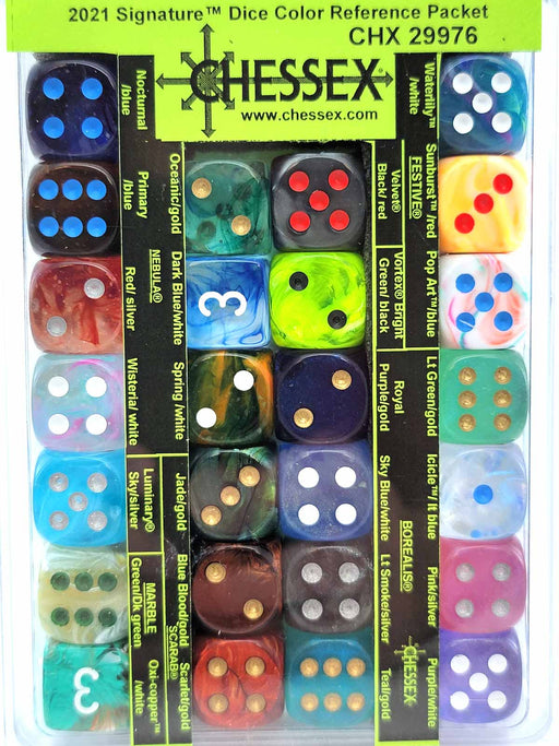 Chessex 2021 Signature Dice Color Reference Packet - 26 D6 16mm Dice