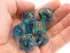 Polyhedral 7-Die Nebula Lab Dice 2 Chessex Dice with Luminary- Oceanic with Gold