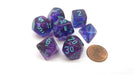 Polyhedral 7-Die Nebula Lab Dice Chessex Dice Set - Nocturnal with Blue Numbers