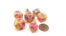 Polyhedral 7-Die Festive Lab Dice Chessex Dice Set - Allusion with Blue Numbers