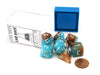 Polyhedral 7-Die Gemini Chessex Lab Dice 3 Set with Luminary - Copper-Turquoise