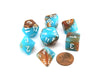 Polyhedral 7-Die Gemini Chessex Lab Dice 3 Set with Luminary - Copper-Turquoise