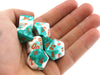 Polyhedral 7-Die Gemini Chessex Lab Dice 3 Set - Mint Green-White with Orange