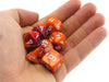 Polyhedral 7-Die Gemini Lab Dice 3 Set with Black Light Reactive - Orange-Purple