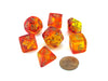 Polyhedral 7-Die Gemini Chessex Lab Dice 3 Set - Red-Yellow with Gold Numbers