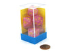 Polyhedral 7-Die Leaf Lab Dice 2 Chessex Dice with Luminary- Fuschia with Yellow