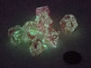 Polyhedral 7-Die Leaf Lab Dice 2 Chessex Dice with Luminary- Fuschia with Yellow