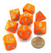 Polyhedral 7-Die Chessex Lab Dice 4 Set - Heavy Dice Orange with Turquoise