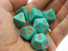 Polyhedral 7-Die Chessex Lab Dice 4 Set - Heavy Dice Turquoise with Orange