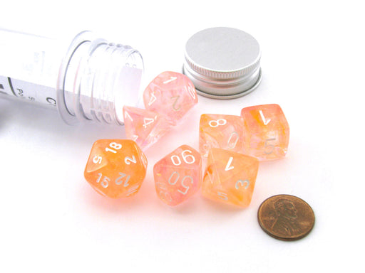 Polyhedral 7-Die Luminary Chessex Lab Dice 4 Set - Nebula Supernova with White