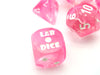 Polyhedral 7-Die Luminary Chessex Lab Dice 4 Set - Gemini Clear-Pink with White