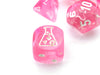 Polyhedral 7-Die Luminary Chessex Lab Dice 4 Set - Gemini Clear-Pink with White