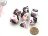 Polyhedral 7-Die Chessex Lab Dice 4 Set - Gemini Black-White with Pink Numbers
