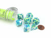 Polyhedral 7-Die Chessex Lab Dice 5 Set - Festive Garden with Blue