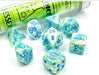 Polyhedral 7-Die Chessex Lab Dice 5 Set - Festive Garden with Blue