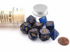 Lustrous Lab Dice 6 Polyhedral Dice Set - Azurite with Gold Numbers