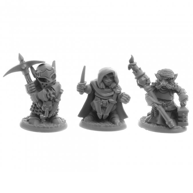 Deep Gnome Adventurers (3) #30063 Reaper Legends: Bones USA Unpainted Plastic Figures