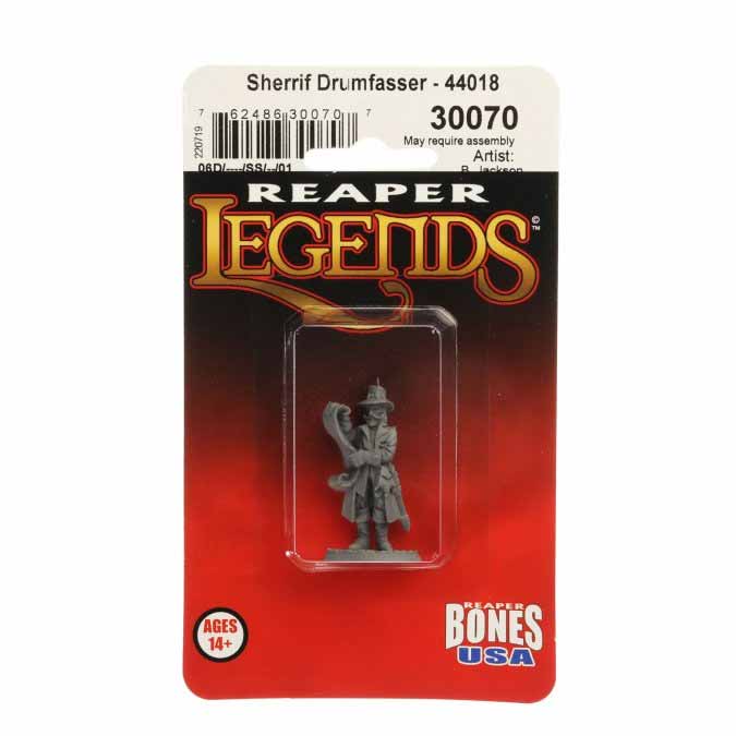 Sheriff Drumfasser #30070 Reaper Legends: Bones USA Unpainted Plastic Figure