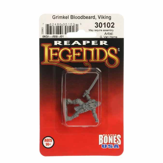 Grimkel Bloodbeard, Viking #30102 Reaper Legends: Bones USA Unpainted Plastic