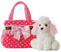 8" Fancy Pink Polka Dot Pet Carrier with Puppy Aurora Plush Stuffed Animal