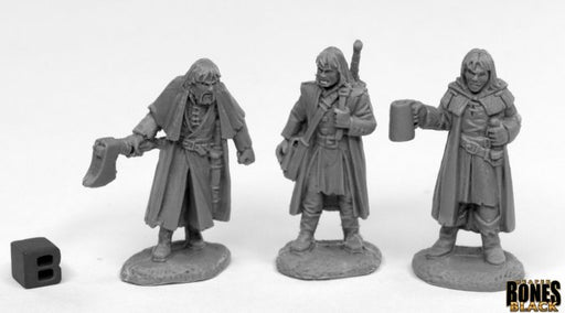Reaper Miniatures Dreadmere Mercenaries (3) 44016 Bones Black Unpainted Plastic