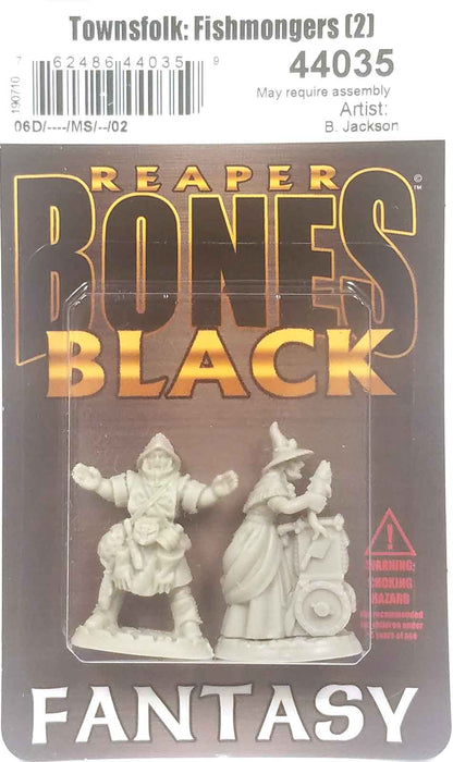 Reaper Miniatures Dreadmere Townsfolk: Fishmongers (2) 44035 Bones Black Plastic