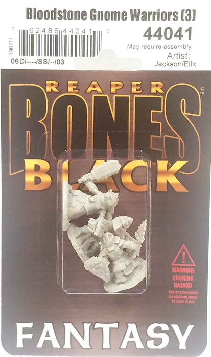 Bloodstone Gnome Warriors (3) #44041 Bones Black Unpainted Plastic