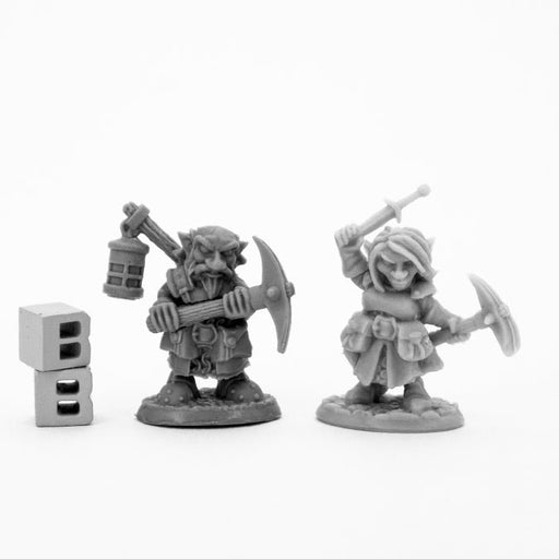Reaper Miniatures Deep Gnome Heroes (2) #44047 Bones Black Unpainted Plastic