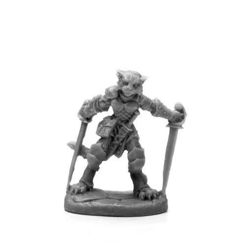 Reaper Miniatures Shadoweyes, Catfolk Rogue #44118 Bones Black Unpainted Plastic