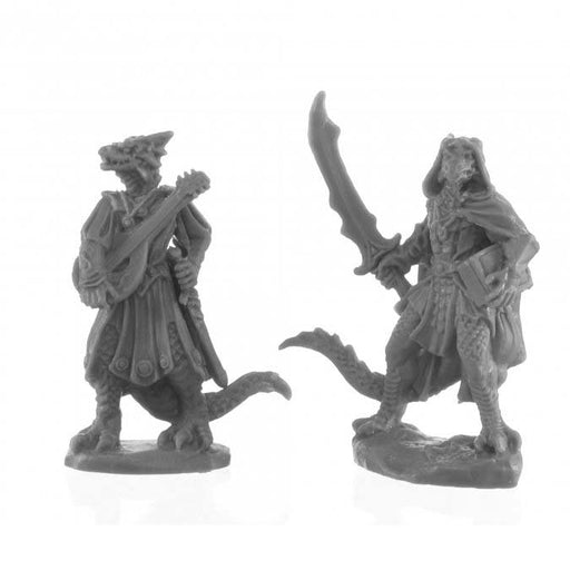 Dragonfolk Bard and Thief #44145 Bones Black Unpainted Plastic Figures