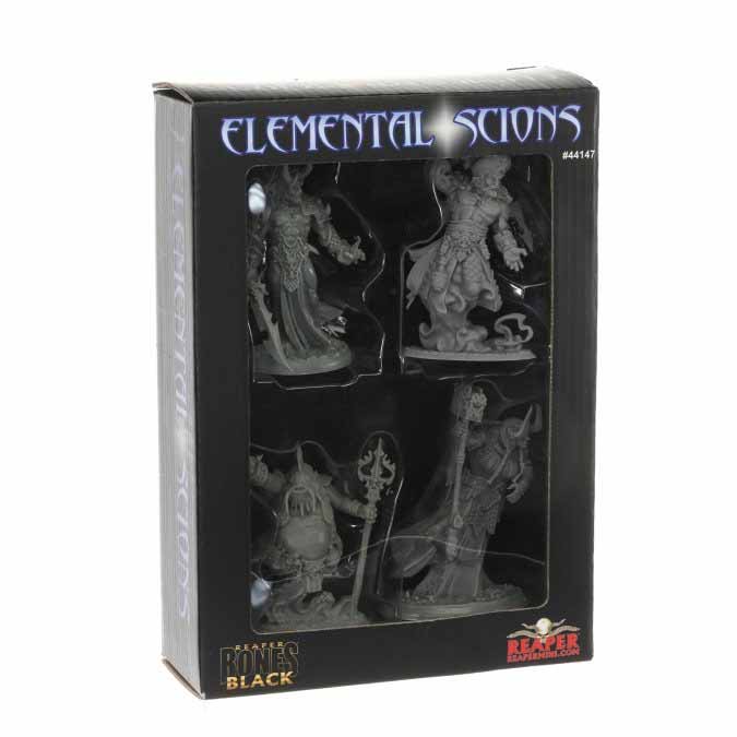 Elemental Scions Boxed Set #44147 Bones Black Unpainted Plastic Figures