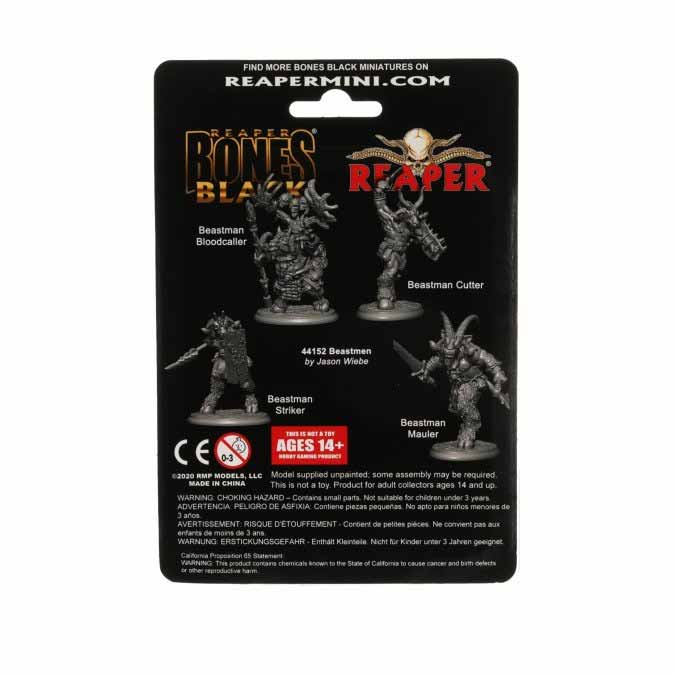 Beastmen (4) #44152 Bones Black Unpainted Plastic Figures