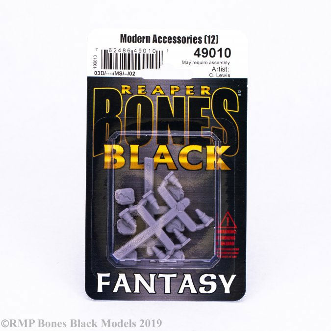 Reaper Miniatures Modern Accessories (6 Gas Cans & 6 Pylons) #49010 Bones Black