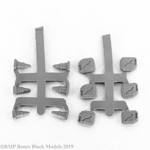 Reaper Miniatures Modern Accessories (6 Gas Cans & 6 Pylons) #49010 Bones Black