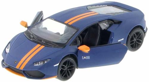 Die-Cast Metal Lamborghini Huracan - Blue with Orange Stripes