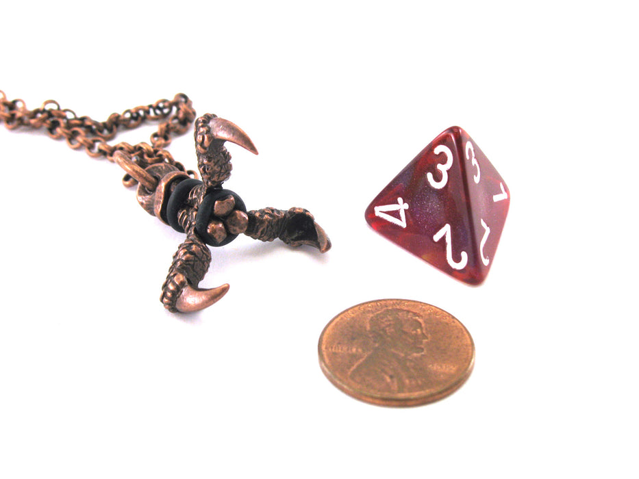 Chessex Jewelry Dice Pendant Necklace with Old Copper Finish - Holds a D4 Die