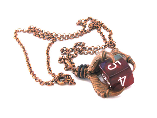 Chessex Jewelry Dice Pendant Necklace with Old Copper Finish - Holds a D6 Die