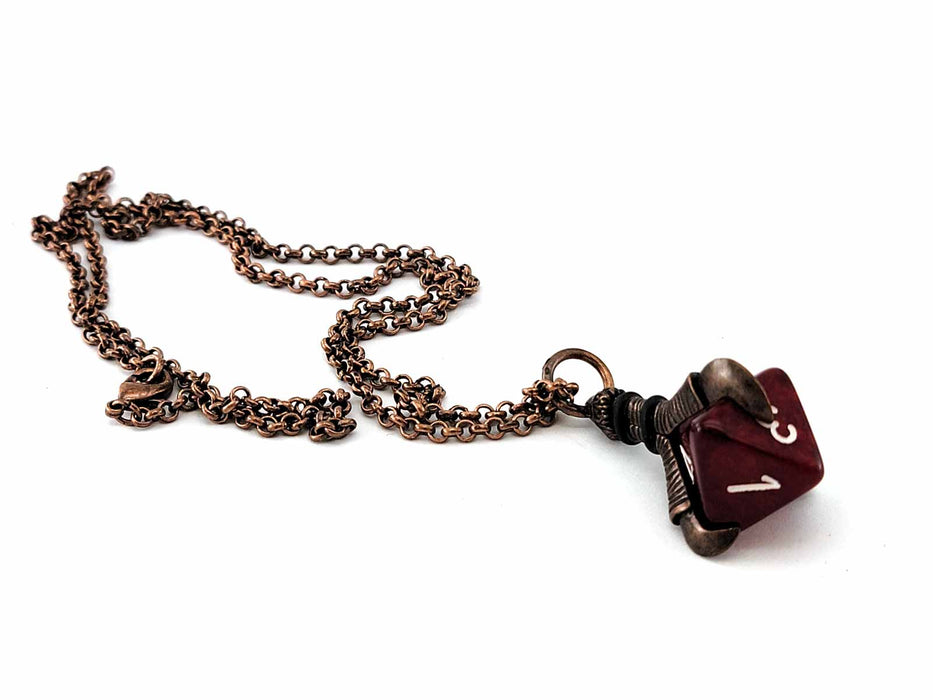 Dice Pendant Necklace with Old Copper Finish - Holds a D8