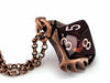 Dice Pendant Necklace 'Serrated Blade' with Old Copper Finish - Holds a D10