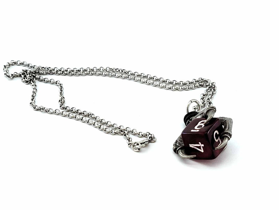 Dice Pendant Necklace with Old Silver Finish - Holds a D6