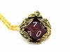 Dice Pendant Necklace 'Dragons' with Gold-Color Finish - Holds a D10