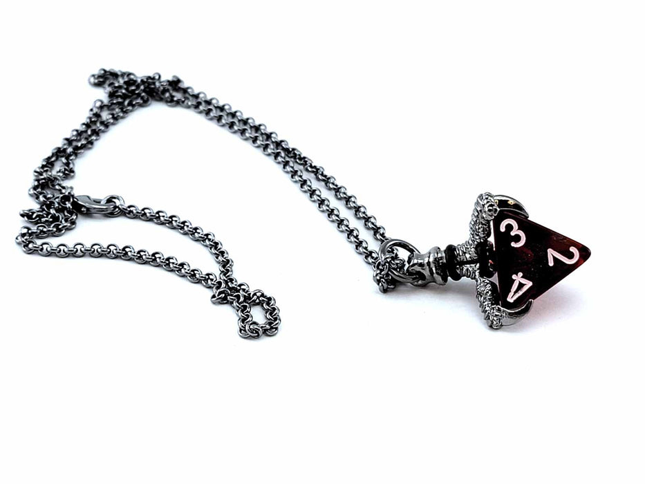 Dice Pendant Necklace with Gunmetal Gray Finish - Holds a D4