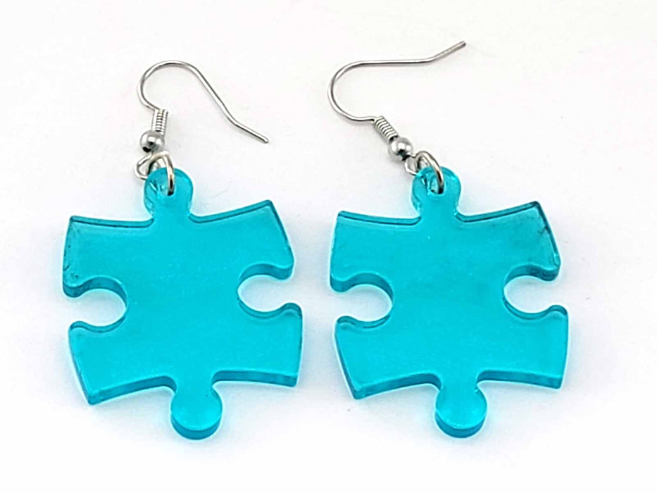 Puzzle Piece Earrings, Borealis Style - Light Blue